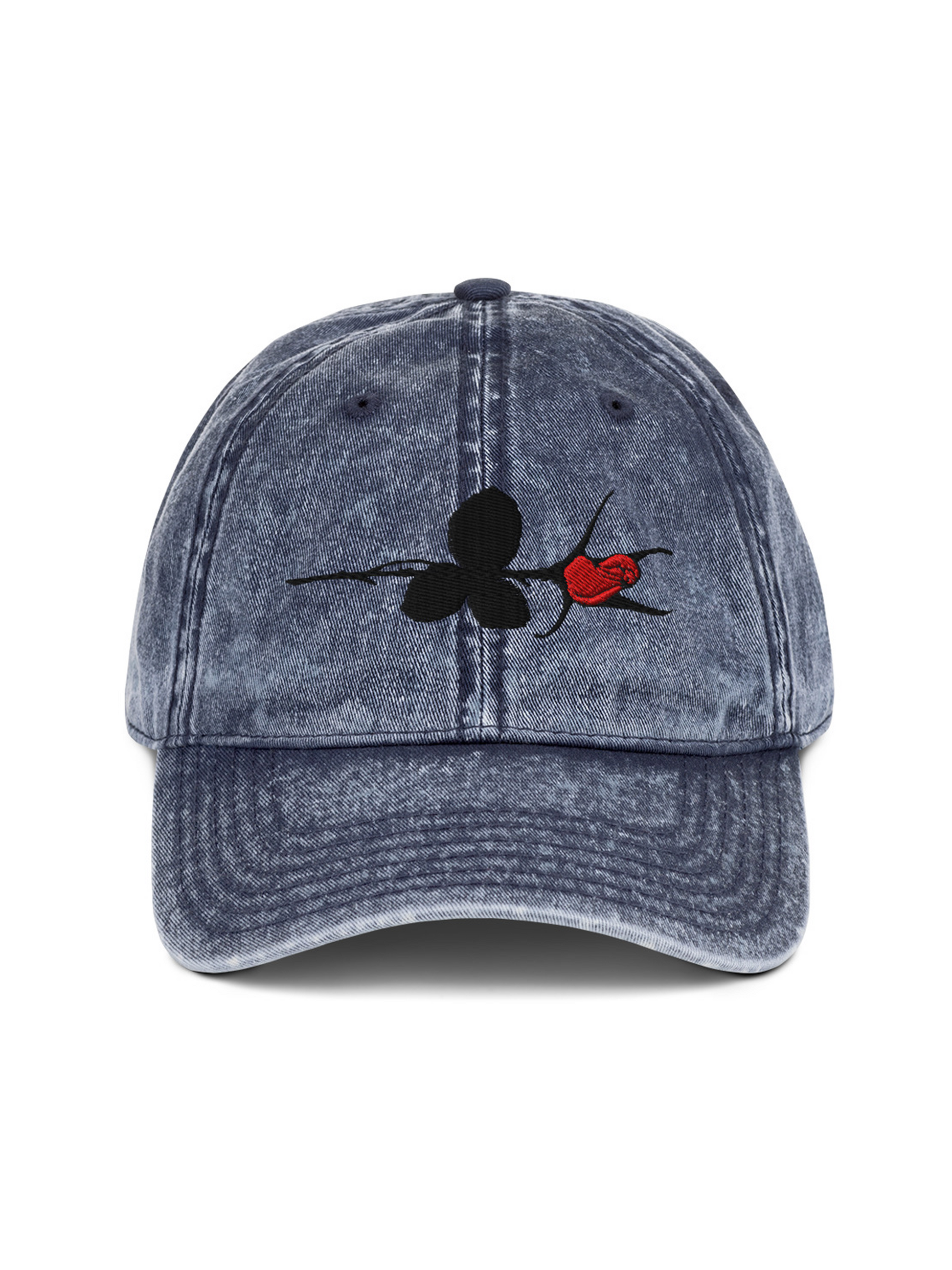 Gorra de algodón con rosa bordada