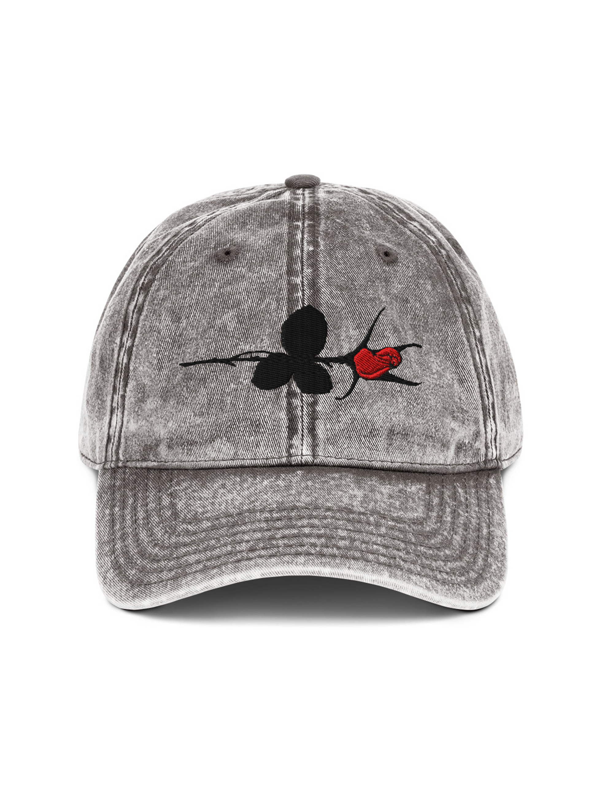 Gorra de algodón con rosa bordada
